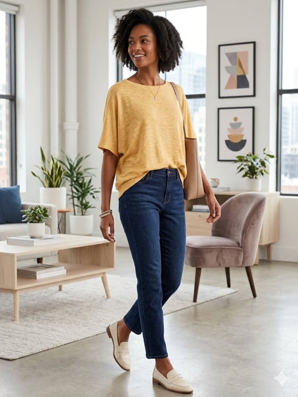 Ellen Tracy Yellow Dolman Sleeve Crew Neck Ribbed Hem Viscose Blend Top Size XL
